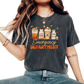 Fall Er Nurse Emergency Room Nurse School Pumpkin Spice Women's Oversized Comfort T-Shirt - Thegiftio UK