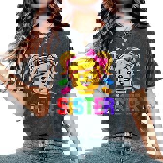 Family Sister Master Builder Building Bricks Blocks Girls Women's Oversized Comfort T-Shirt - Monsterry