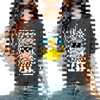 Five Is A Vibe 5Th Birthday Groovy Boys Girls 5 Years Old Women's Oversized Comfort T-Shirt | Seseable CA