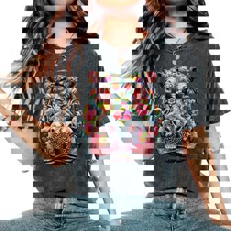 Floral Aesthetic Hippopotamus Lover Hippo Women's Oversized Comfort T-Shirt | Mazezy