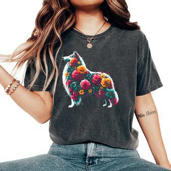 Floral Rough Collie Vintage Flowers Collie Dog Lover Women's Oversized Comfort T-Shirt - Thegiftio UK