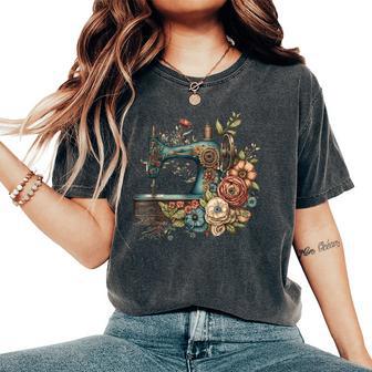 Floral Sewing Machine Flower Seamstress Sewing Machine Women's Oversized Comfort T-Shirt - Thegiftio UK