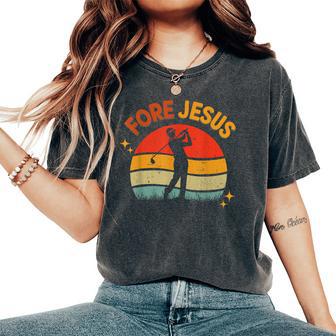 Fore Jesus Christian Golf Retro 70S Religious Golfing Men's Women's Oversized Comfort T-Shirt - Thegiftio UK