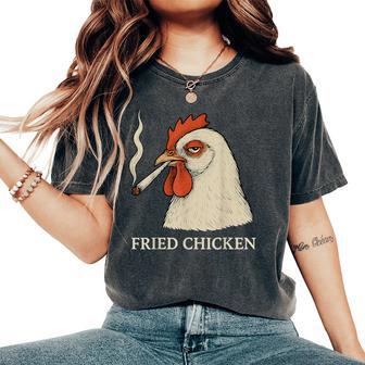 Fried Chicken Smoking Joint Weed Lover Cannabis 420 Women's Oversized Comfort T-Shirt - Thegiftio UK