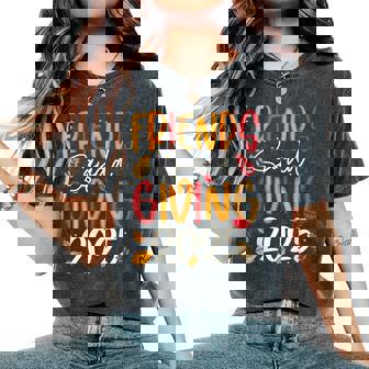 Friends Squad Giving 2025 Autumn Fall Thankful Thanksgiving Women's Oversized Comfort T-Shirt - Monsterry