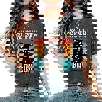 67 Meme Bruh With Cat Boys Girls Ns Six Seven Bruh Women's Oversized Comfort T-Shirt | Seseable FR