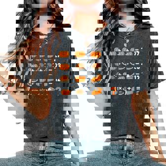 67 Meme Pumpkin Turkey Math Teacher Thanksgiving 6 7 Women's Oversized Comfort T-Shirt | Mazezy