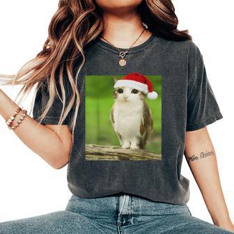 Adorable Cat Owl Meme Meowl Christmas Women's Oversized Comfort T-Shirt - Thegiftio UK