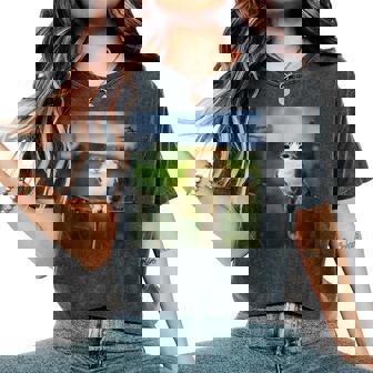 Cat Owl Meme Meowl Meme Brainrot Gen Z Memes Women's Oversized Comfort T-Shirt | Seseable FR