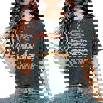 Dogs Books Coffee Plant Lover Gardening Cute Mom Life Women's Oversized Comfort T-Shirt - Thegiftio