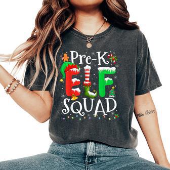 Elf Squad Pre-K Teacher Christmas Child Xmas Women's Oversized Comfort T-Shirt - Monsterry
