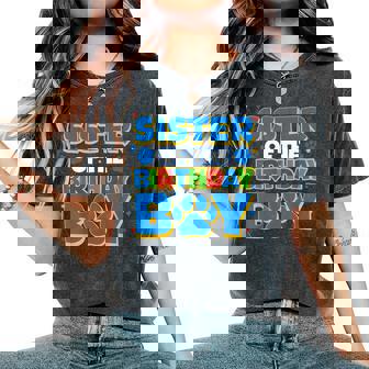 Family Matching Party Sister Of The Birthday Boy Women's Oversized Comfort T-Shirt | Seseable FR