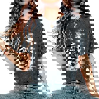 Pug Alien Ufo Taking A Selfie Dog Mom Dad Women's Oversized Comfort T-Shirt - Thegiftio