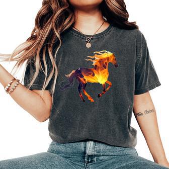 Running Fire Horse For Burning Horse Love Women's Oversized Comfort T-Shirt - Thegiftio UK