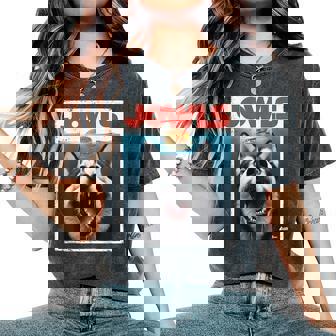 Siberian Husky Jowls Sled Dog Mom Top Alaskan Dog Dad Women's Oversized Comfort T-Shirt - Thegiftio