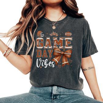 Game Day Vibes Football Coquette Bow Football Girl Women's Oversized Comfort T-Shirt - Thegiftio UK