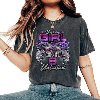 Gamer Girl Level 8 Unlocked 8Th Birthday Video Gaming Girl Women's Oversized Comfort T-Shirt - Thegiftio UK