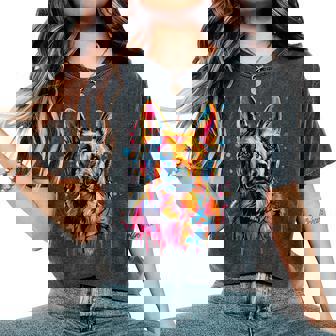 German Shepherd Lover Pop Art Headphones German Shepherd Women's Oversized Comfort Colors T-Shirt | Mazezy