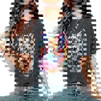 German Shepherd Lovers Pop Art Color German Shepherd Dog Women's Oversized Comfort Colors T-Shirt | Mazezy