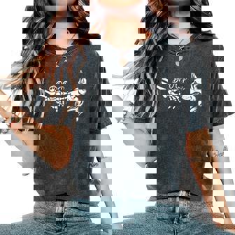 German Shepherd Skeleton Hand Boop Halloween Pet Girls Women's Oversized Comfort T-Shirt | Mazezy