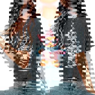 Gingerbread Drinking Hot Chocolate Bougie Christmas Women's Oversized Comfort T-Shirt | Mazezy