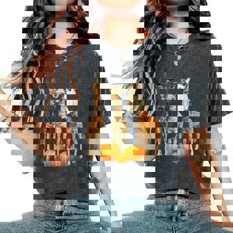 Giraffe Boo Mummy Witch Halloween Costume Giraffe Pumpkin Women's Oversized Comfort T-Shirt | Mazezy