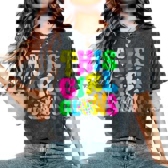 Girls This Girl Glows Groovy Women's Oversized Comfort T-Shirt | Seseable CA