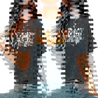 Grammy Coquette Bow Fall Thanksgiving Pumpkin Women's Oversized Comfort T-Shirt - Monsterry