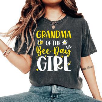 Grandma Of The Bee Day Girl Birthday Party Family Matching Women's Oversized Comfort T-Shirt - Thegiftio UK