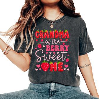 Grandma Of The Berry Sweet One Strawberry 1St Birthday Girl Women's Oversized Comfort T-Shirt - Thegiftio UK