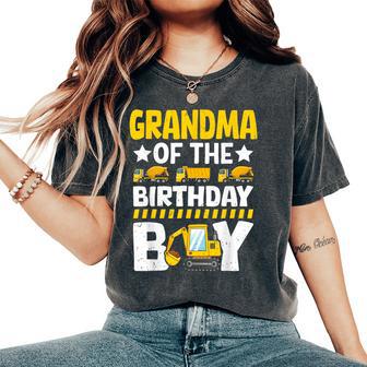 Grandma Of Birthday Boy Construction Theme Party Matching Women's Oversized Comfort T-Shirt - Thegiftio UK
