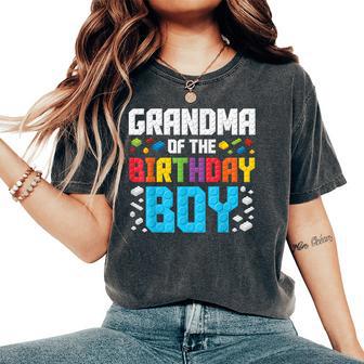 Grandma Of The Birthday Boy Master Builder Building Blocks Women's Oversized Comfort T-Shirt - Thegiftio UK