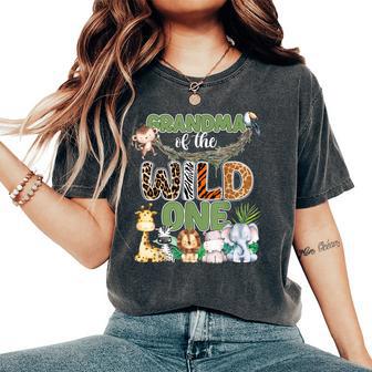 Grandma Of The Wild One 1St Birthday Family Safari Jungle Women's Oversized Comfort T-Shirt - Thegiftio