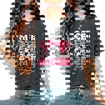 Groovy Soccer Girl Girls Coquette Bow Soccer Women's Oversized Comfort T-Shirt - Monsterry