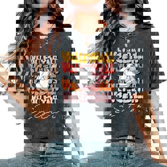 Groovy Volleyball Sister Coquette Bow Volleyball Women's Oversized Comfort T-Shirt - Monsterry