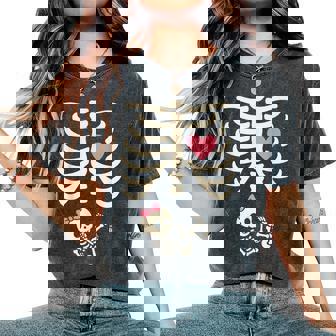 Halloween Skeleton Pregnancy Baby Girl Pregnant Women's Oversized Comfort T-Shirt - Monsterry