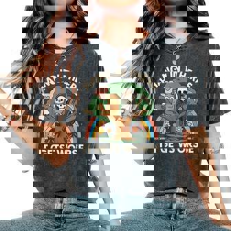 Hang In There It Gets Worse Owl Skeleton Women's Oversized Comfort T-Shirt | Seseable FR