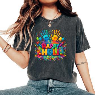 Happy Holi Festival Indian Spring Colors Family Women Women's Oversized Comfort T-Shirt - Monsterry