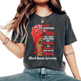 Heart Health Black Melanin Heart Disease Awareness Chd Women's Oversized Comfort T-Shirt - Thegiftio UK