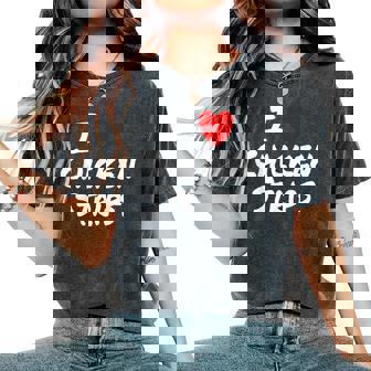 I Heart Love Chicken Strips Favorite Food Fingers Women's Oversized Comfort T-Shirt - Thegiftio