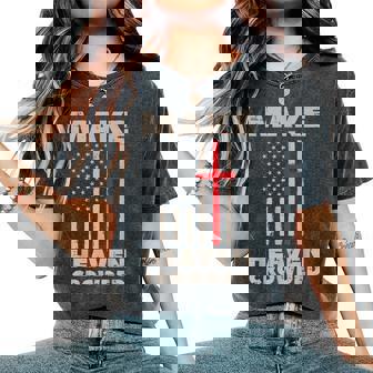 Heaven Us Flag Patriotic Christian Religious God Jesus Women's Oversized Comfort T-Shirt - Monsterry