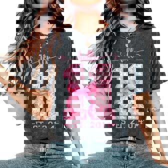 Hello Eleven Est 2014 Pink Coquette Bow 11Th Birthday Girl Women's Oversized Comfort T-Shirt - Seseable