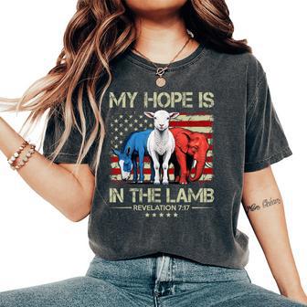 My Hope Is In The Lamb Elephant Donkey Usa Scripture Women's Oversized Comfort T-Shirt - Thegiftio UK