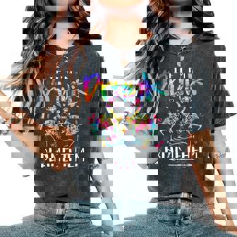 If I'm Drunk Blame Them Drink Friend Flamingo Floral Tie Dye Women's Oversized Comfort T-Shirt | Mazezy