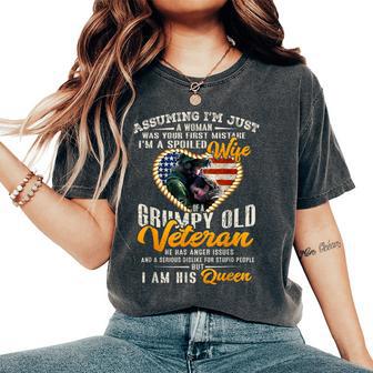 I'm A Spoiled Wife Of A Grumpy Old Veteran Veteran's Wife Women's Oversized Comfort T-Shirt - Thegiftio UK