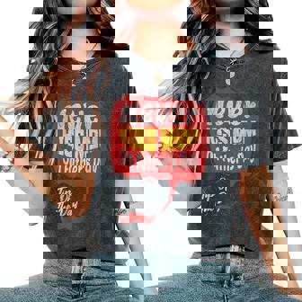 Inappropriate Adult Humor Never Kiss Mom On Father's Day Women's Oversized Comfort T-Shirt - Monsterry