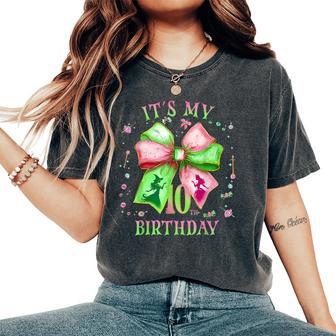 It's My 10Th Birthday Girl Witch Pink And Green 10 Year Old Women's Oversized Comfort T-Shirt - Thegiftio UK