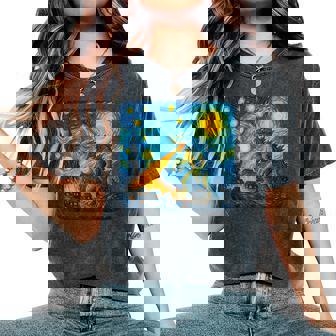 Japanese Monster Kaiju Starry Night Van Gogh Women Women's Oversized Comfort T-Shirt | Seseable CA