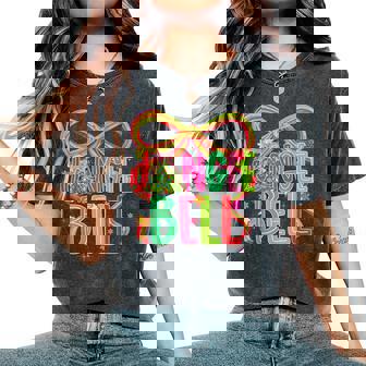 Jingle Bells Coquette Bow Merry Christmas Tree Girl Women Women's Oversized Comfort T-Shirt | Seseable FR