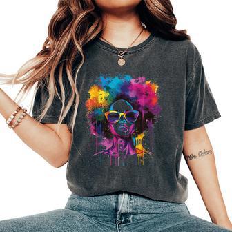 Junenth Black Woman Queen Afro African Melanin Dripping Women's Oversized Comfort T-Shirt - Thegiftio UK